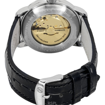 Reloj Zeppelin Friedrichshafen 85624 automático para hombre con correa de piel negra y esfera plateada