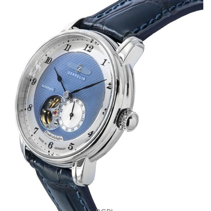 Reloj Zeppelin Friedrichshafen automático para hombre, correa de piel, esfera azul con corazón abierto, 85663