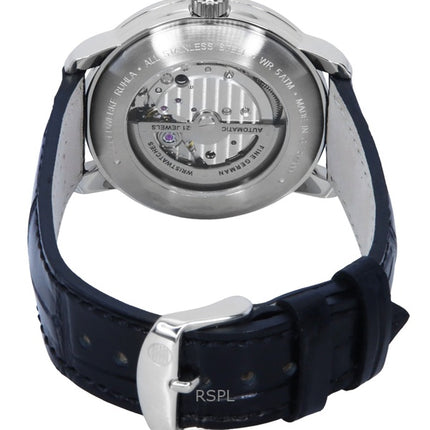 Reloj Zeppelin Friedrichshafen automático para hombre, correa de cuero, esfera plateada con corazón abierto, 85664