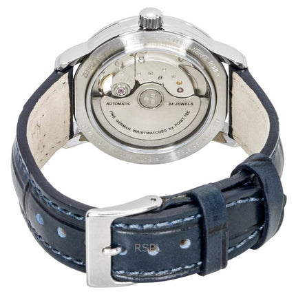 Reloj Zeppelin Friedrichshafen con correa de cuero, esfera plateada y corazón abierto, automático, 85671, para hombre