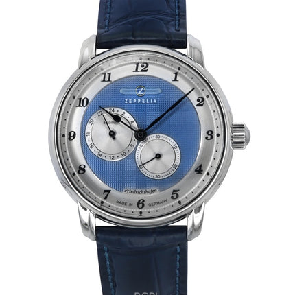 Reloj Zeppelin Friedrichshafen con correa de piel y esfera azul, automático, 85683, para hombre