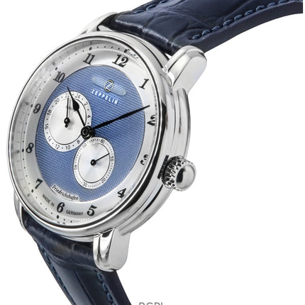Reloj Zeppelin Friedrichshafen con correa de piel y esfera azul, automático, 85683, para hombre