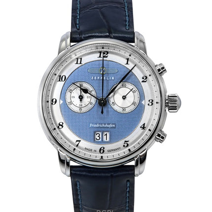 Reloj Zeppelin Friedrichshafen Cronógrafo Correa de piel Esfera azul Cuarzo 85843 para hombre