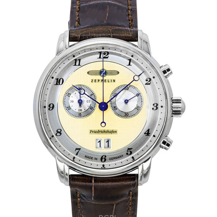 Reloj Zeppelin Friedrichshafen Cronógrafo Correa de piel Esfera dorada Cuarzo 85845 para hombre