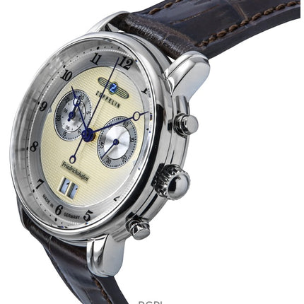 Reloj Zeppelin Friedrichshafen Cronógrafo Correa de piel Esfera dorada Cuarzo 85845 para hombre