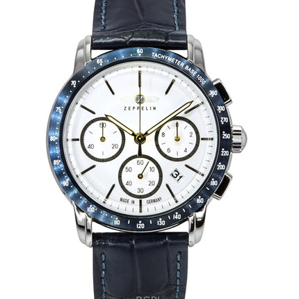 Reloj Zeppelin New York Cronógrafo con correa de piel y esfera blanca de cuarzo 88781 para hombre
