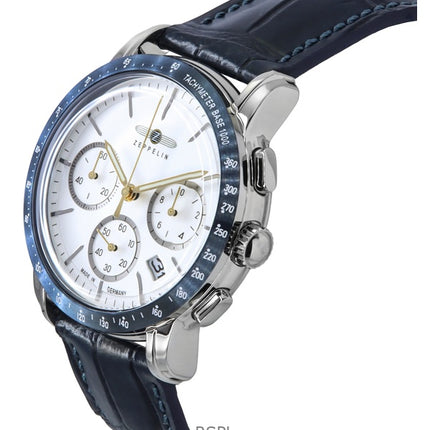Reloj Zeppelin New York Cronógrafo con correa de piel y esfera blanca de cuarzo 88781 para hombre