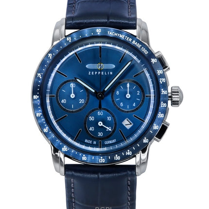 Reloj Zeppelin New York Cronógrafo Correa de piel Esfera azul Cuarzo 88783 para hombre