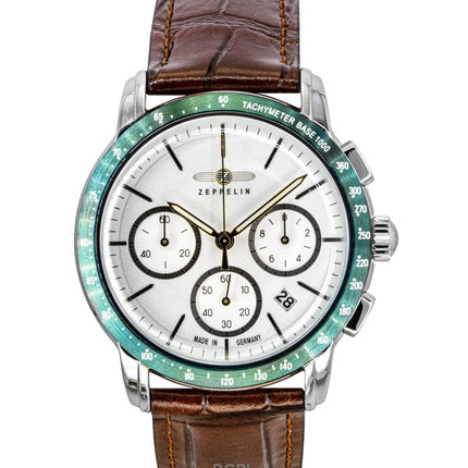 Reloj Zeppelin New York Cronógrafo con correa de piel y esfera blanca de cuarzo 88784 para hombre