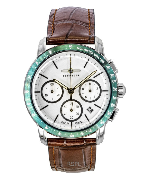 Reloj Zeppelin New York Cronógrafo con correa de piel y esfera blanca de cuarzo 88784 para hombre