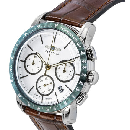 Reloj Zeppelin New York Cronógrafo con correa de piel y esfera blanca de cuarzo 88784 para hombre