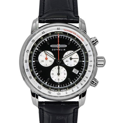 Reloj Zeppelin LZ 14 Marine Cronógrafo Correa de piel Esfera negra Cuarzo 88882 para hombre