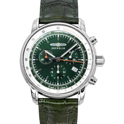 Reloj Zeppelin LZ 14 Marine Cronógrafo con correa de piel y esfera verde de cuarzo 88884 para hombre