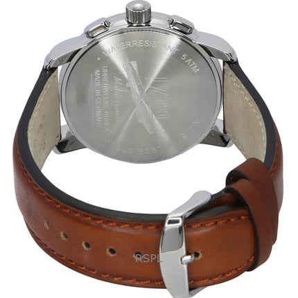 Reloj Zeppelin Mediterranee cronógrafo con correa de cuero y esfera beige de cuarzo 96705 para hombre