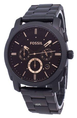Máquina fósil tamaño mediano Cronógrafo IP negro acero inoxidable FS4682 reloj de hombres