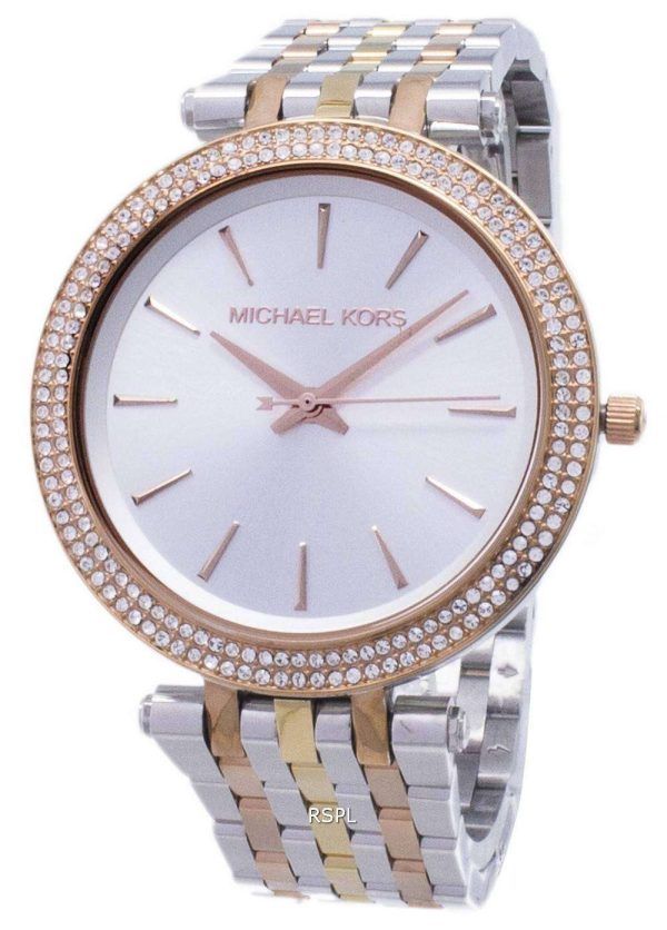 Michael Kors plata Dial Tri-tono cristales MK3203 reloj de mujeres