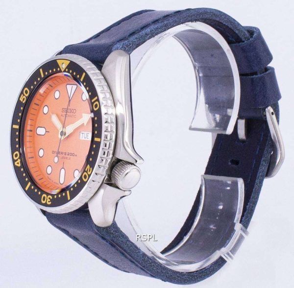 Reloj 200M cuero azul oscuro Varonil de correa de Seiko autom√°tico SKX011J1-LS13 Diver