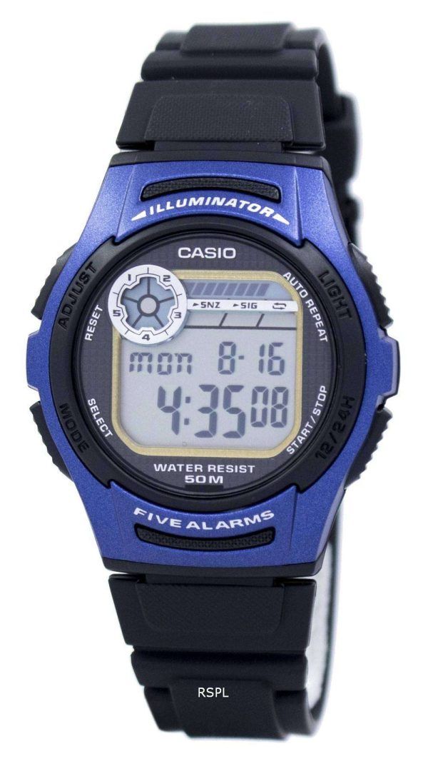 Juventud de Casio Digital 5 alarmas iluminador W-213-2AVDF W-213-2AV reloj de hombres