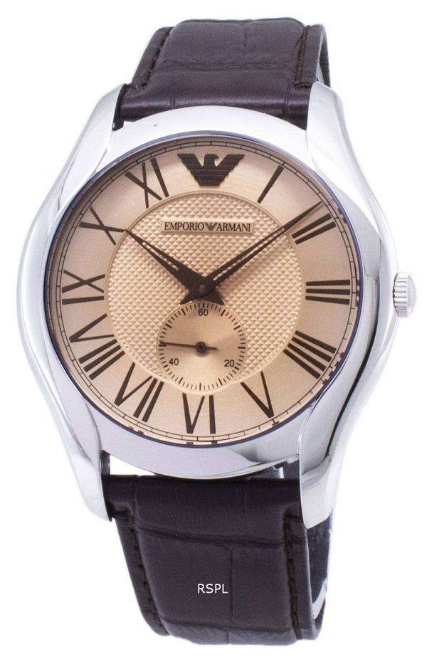 Emporio Armani clásico Dial ámbar cuero marrón AR1704 reloj de hombres