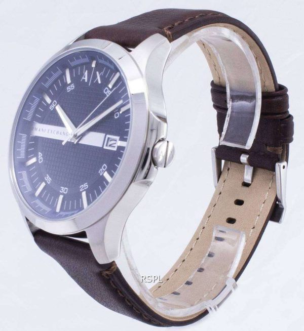 Armani Exchange cuarzo Dial azul marino marrón cuero correa AX2133 reloj de hombres