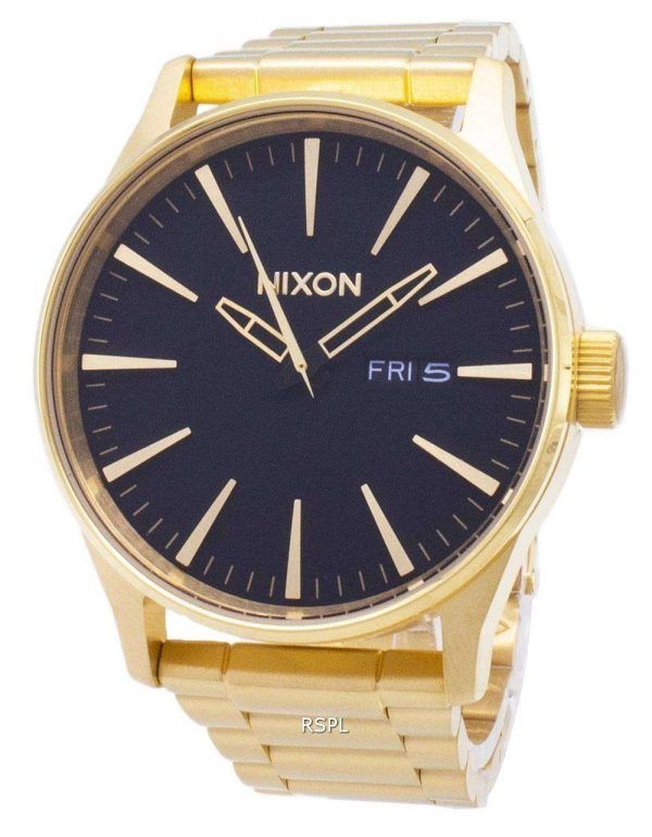 Reloj Nixon Sentry SS oro tono Dial negro A356-510-00 varonil