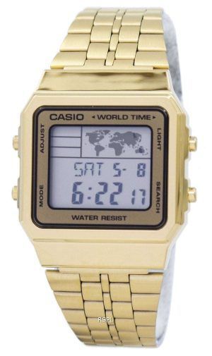 Reloj Casio alarma mundial tiempo Varonil de Digital A500WGA-9DF