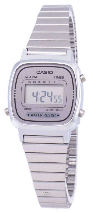 Reloj Casio Digital acero inoxidable alarma temporizador LA670WA-7DF LA670WA-7 mujeres