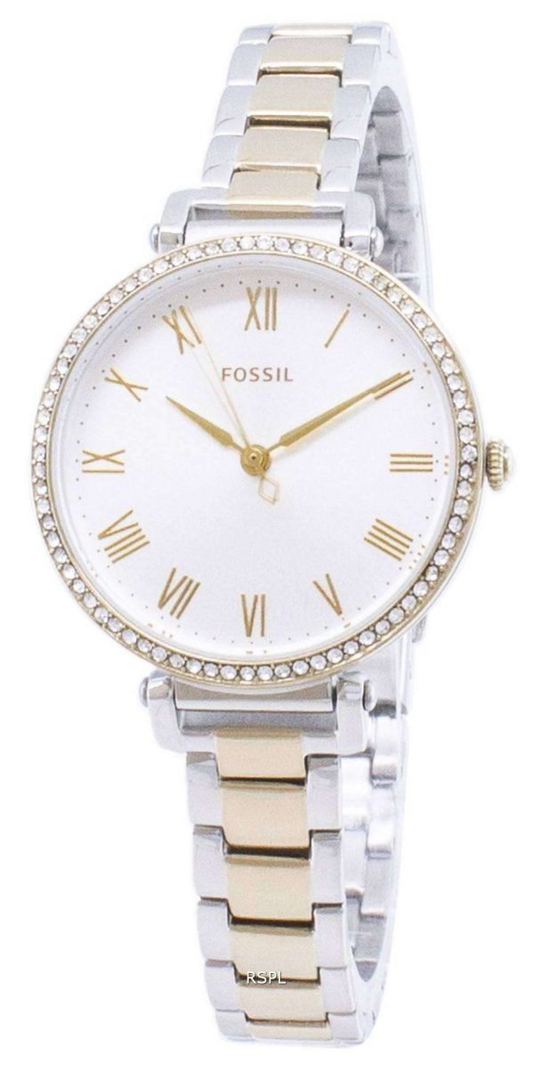 Fósiles Kinsey ES4449 diamante Acentos cuarzo reloj de mujer