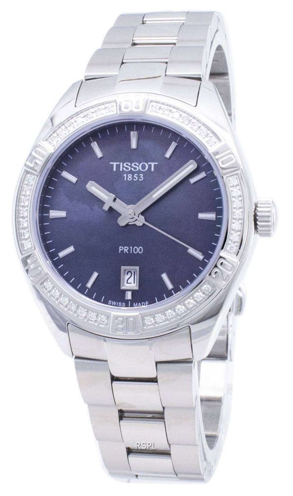 Tissot T-Classic PR 100 Lady Sport T 101.910.61.121.00 T1019106112100 Diamond Acentos cuarzo reloj de mujer