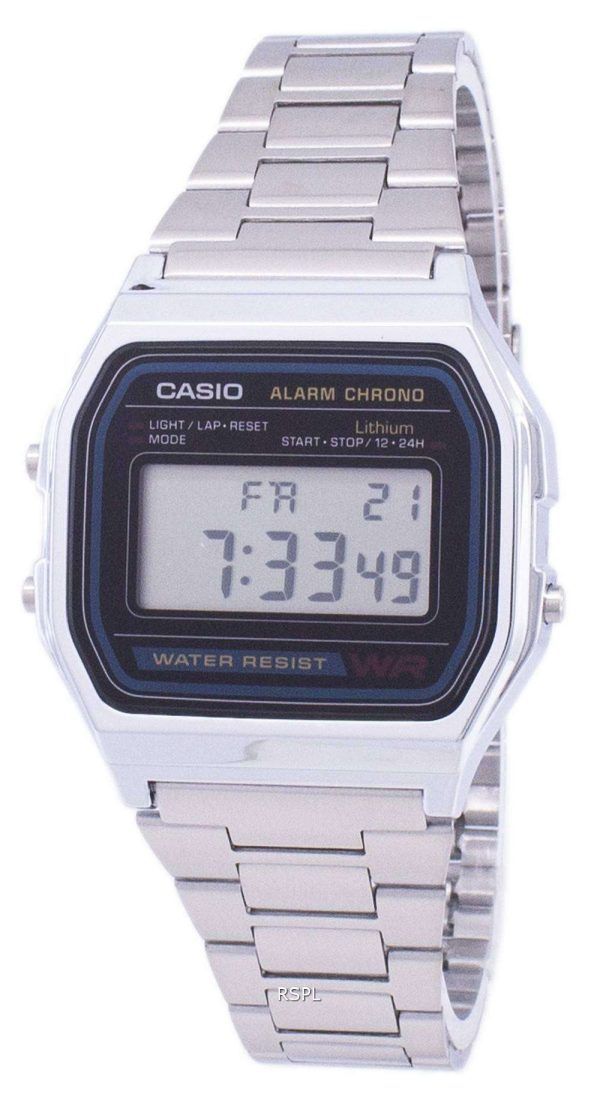 Casio digital acero inoxidable alarma diaria A158WA-1DF A158WA-1 reloj de caballero