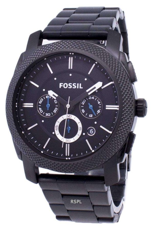 Fósil Machine cronógrafo negro IP acero inoxidable FS4552 reloj de caballero