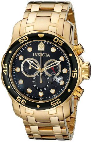 Invicta Pro-Diver Cronógrafo oro tono 200M 0072 reloj de caballero