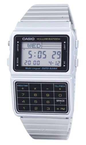 Reloj de hombre de acero inoxidable DBC-611-1DF DBC611-1DF de Casio Digital Data Bank en varios idiomas
