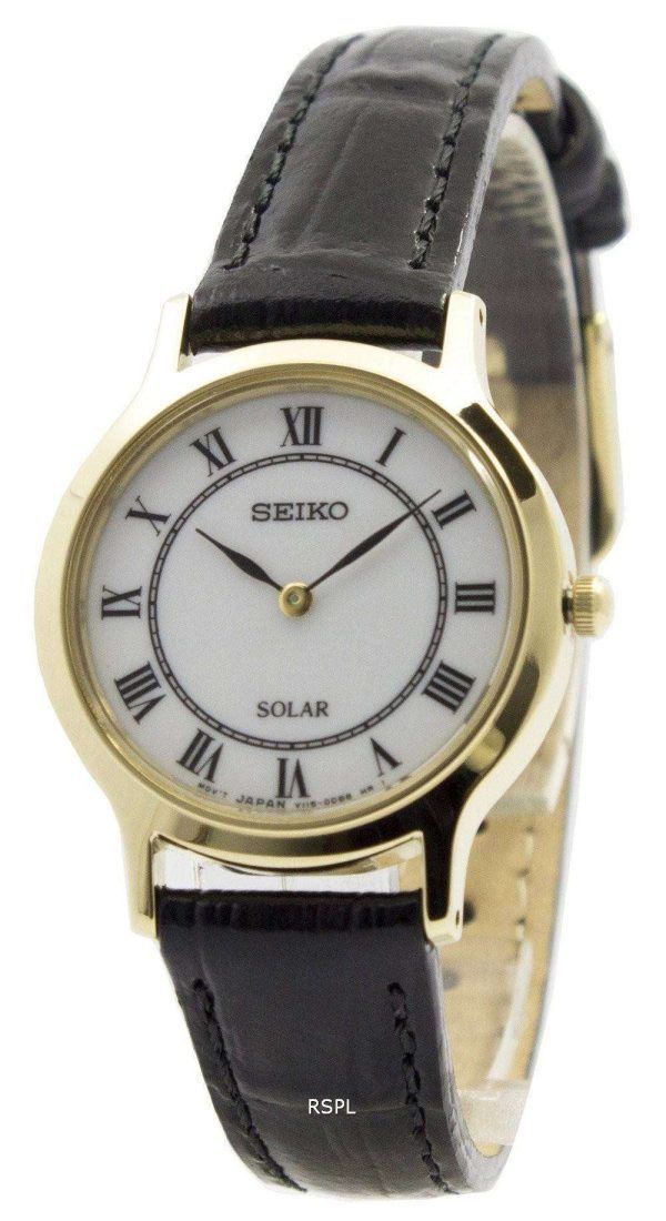 Seiko Solar White Dial Correa de cuero SUP304 SUP304P1 SUP304P Reloj para mujer