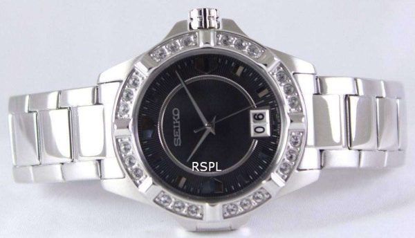 Cristales de cuarzo de Seiko Black Dial SUR807P1 SUR807P reloj de mujeres