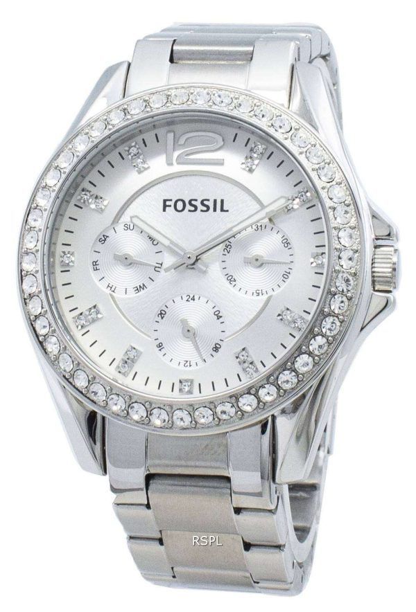 Reacondicionado Fossil Riley ES3202 Cronógrafo Diamond Acentos Reloj de mujer