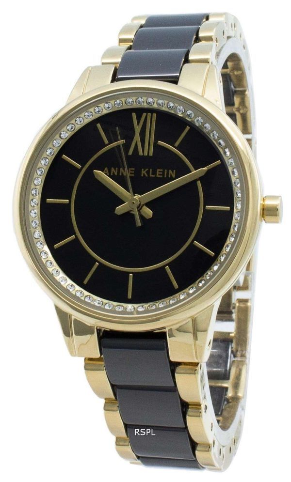 Anne Klein 3344BKGB Reloj de cuarzo con detalles de diamantes para mujer