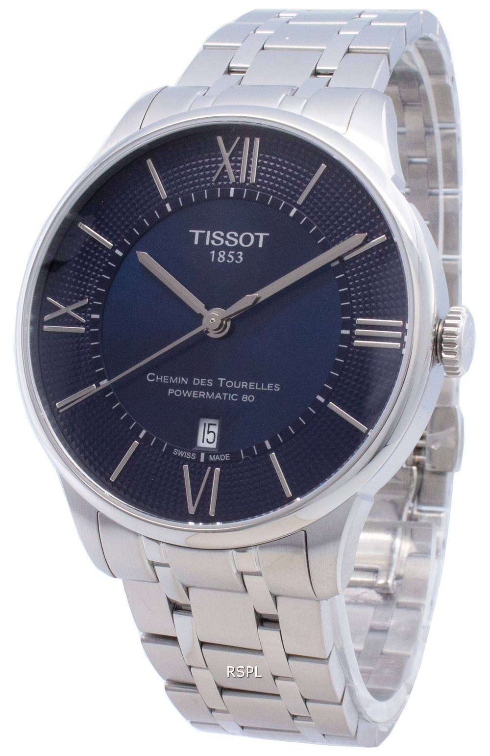Reloj Tissot Chemin des Tourelles automático de hombre, esfera azul,  T0994071104800.