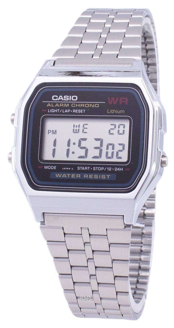 Reloj Casio Digital alarma Chrono acero inoxidable A159WA N1DF A159WA N1 de los hombres