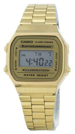 Casio Digital alarma Chrono A168WG-9WDF A168WG-9W Unisex reloj de acero inoxidable