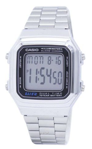 Reloj Casio Digital alarma cronógrafo doble tiempo A178WA-1ADF A178WA-1A hombres de acero inoxidable de