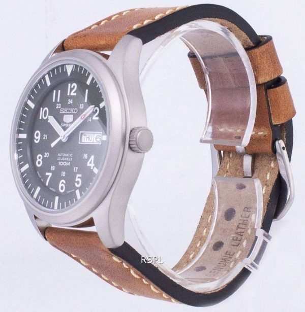 Seiko 5 Sports SNZG09J1-LS17 Reloj de hombre con correa de cuero marrón hecho en Japón de Japón