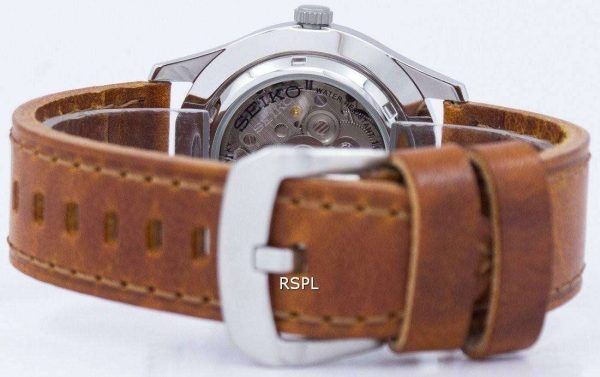 Reloj para hombre Seiko 5 Sports Automatic Japan Made Ratio de cuero marrón SNZG15J1-LS9