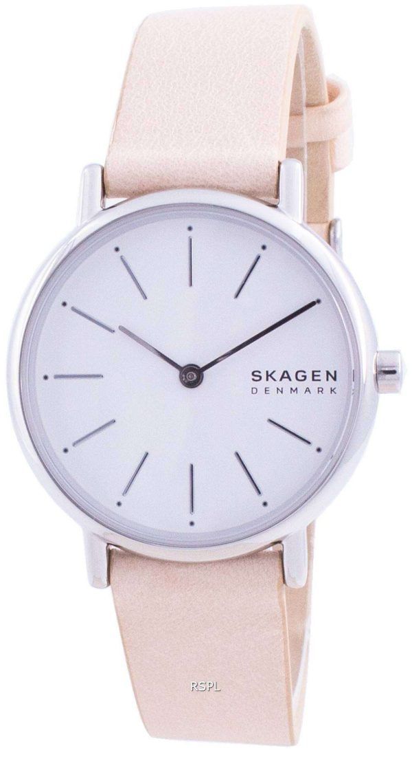 Skagen Signatur White Dial Pink Leather Strap Quartz SKW2839 Womens Watch