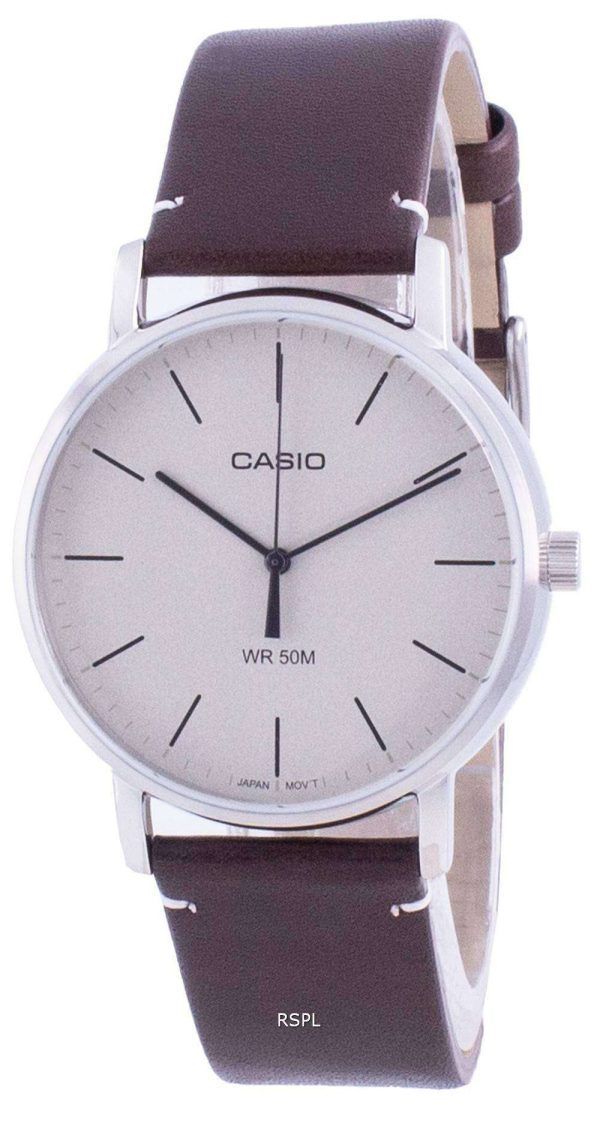Reloj Casio con esfera blanca y correa de cuero de cuarzo MTP-E171L-5E MTPE171L-5 para hombre