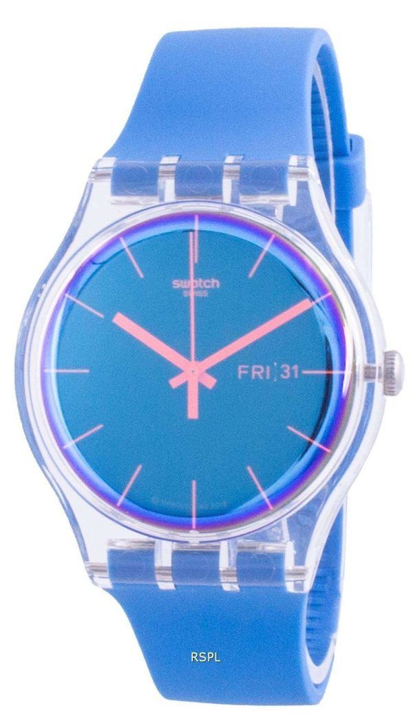 Swatch Polablue Reloj para hombre con correa de silicona con esfera azul y cuarzo SUOK711