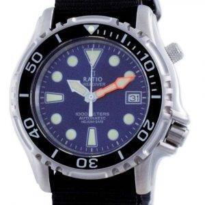 Ratio Free Diver Helium Safe Nylon Automatic Diver&#39,s 1066KE20-33VA-BLU-var-NATO4 1000M Reloj para hombre