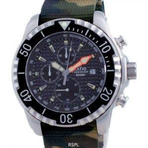 Ratio Free Diver Chronograph Nylon Quartz Diver&#39,s 48HA90-17-CHR-BLK-var-NATO5 200M Reloj para hombre