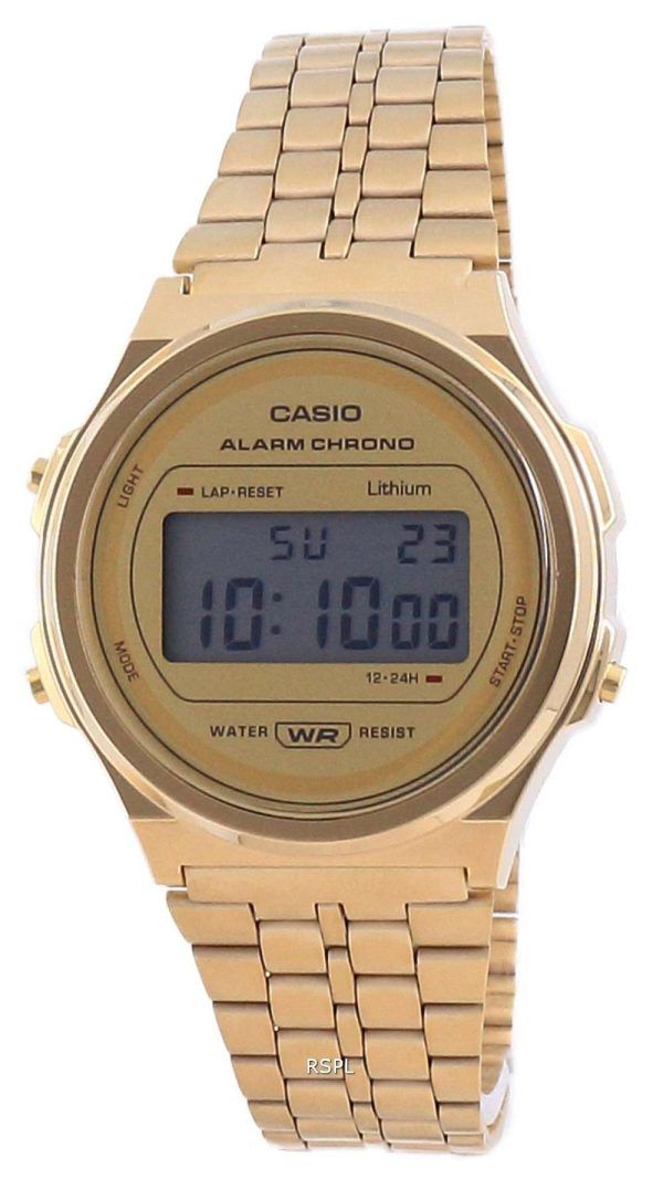 Reloj unisex Casio Youth Vintage en tono dorado de acero inoxidable digital A171WEG-9A