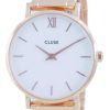 Cluse Minuit 3-Link White Dial Rose Gold Tone Acero inoxidable Quartz CW0101203027 Reloj para mujer